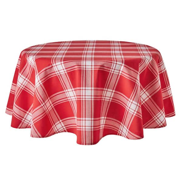 buffalo check 70 in. W x 70 in. L Red-White Checkered Cotton Blend Tablecloth
