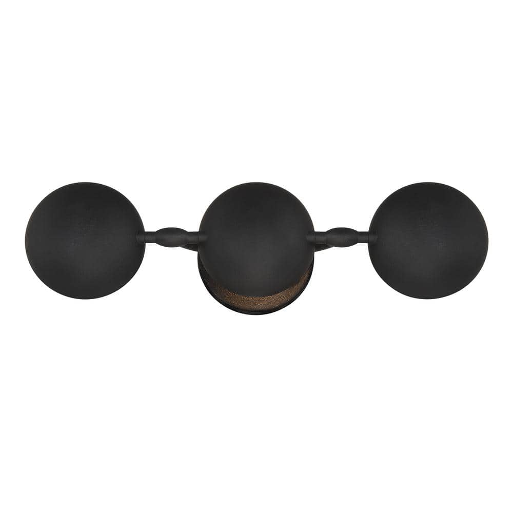 Modern Black Iron 3-Light Wall Sconce with Steel Shades