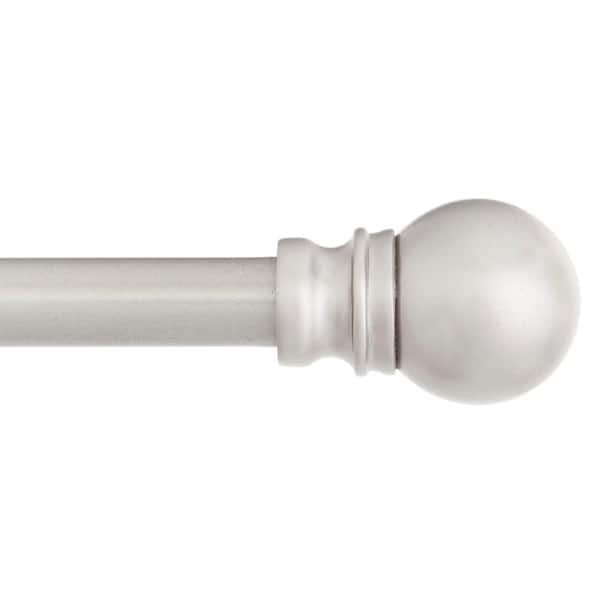 Kenney Davenport 28 in. - 48 in. Adjustable Single Petite Cafe Curtain Rod 1/2 in. Diameter in Brushed Nickel with Ball Finials