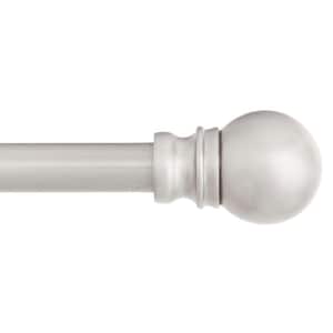 Davenport 48 in. - 86 in. Adjustable Single Petite Cafe Curtain Rod 1/2 in. Diameter in Brushed Nickel with Ball Finials