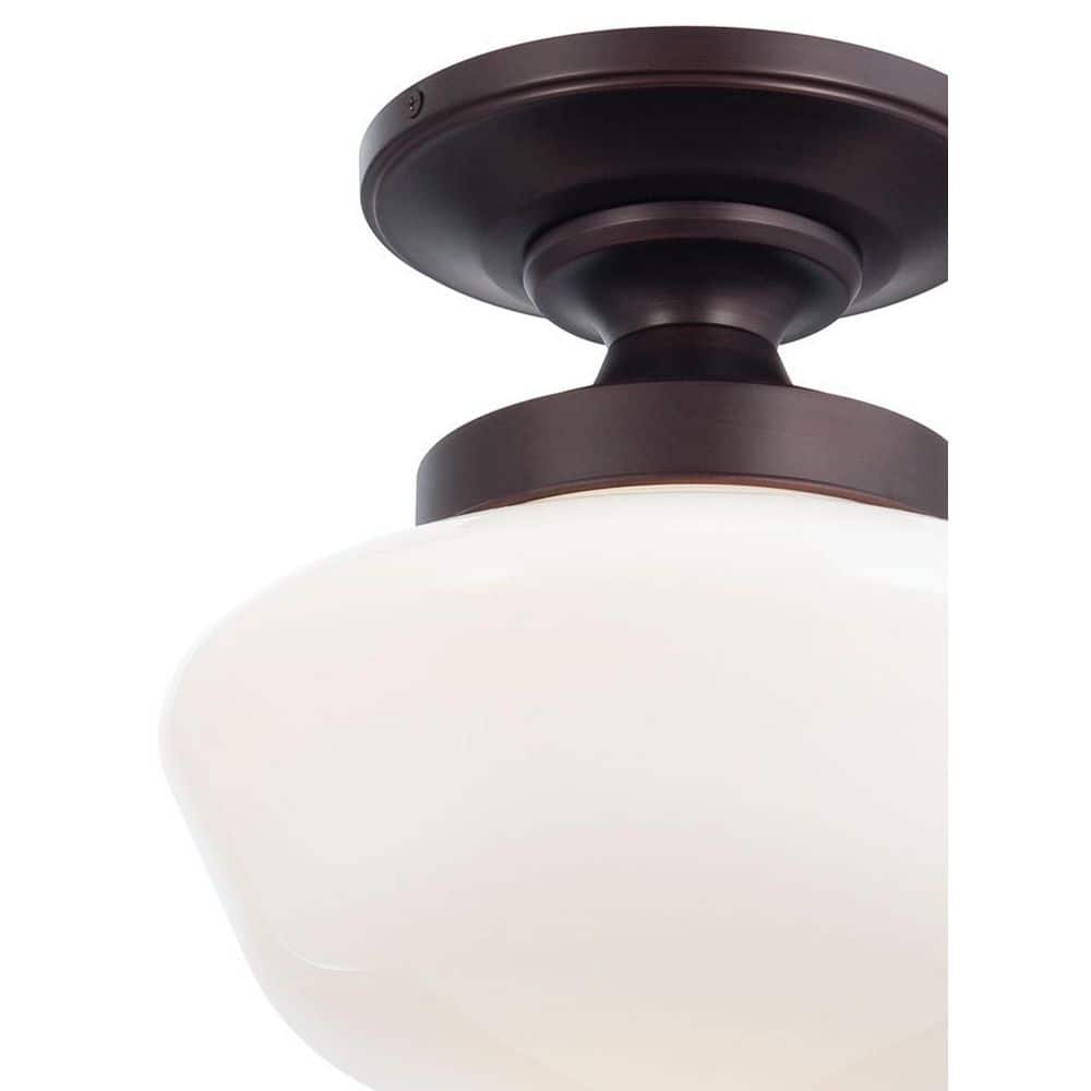 Brushed Bronze and Opal Glass Semi-Flush Mount Light