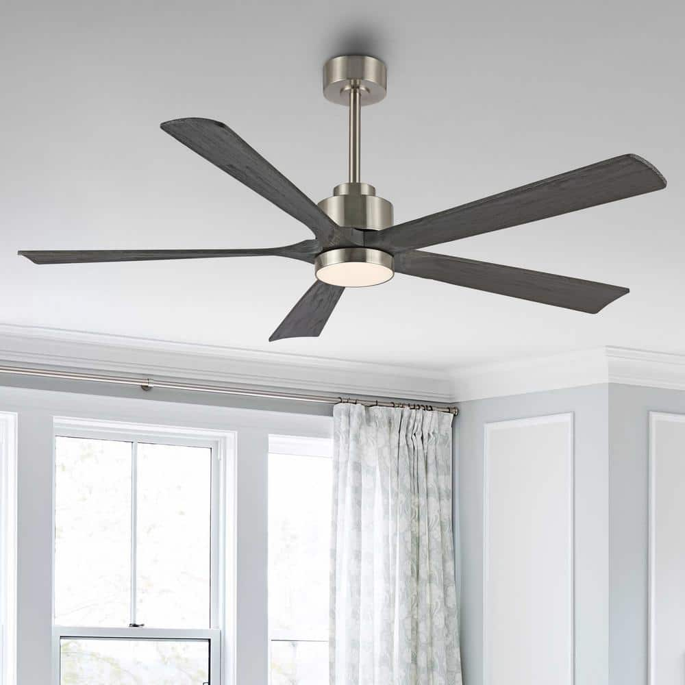 WINGBO 60 in. LED Indoor Nickel Ceiling Fan with Remote WBCF-BS91-NW ...