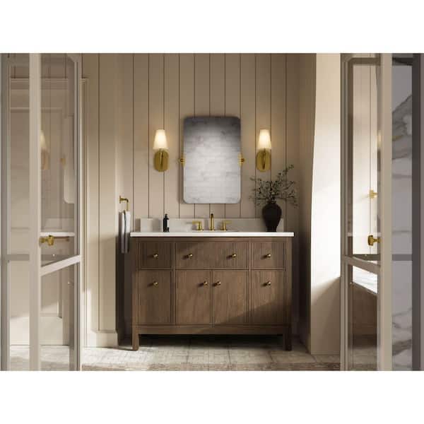 Malin by Studio McGee 48 in. Draper Oak Bath Vanity with Bianco Bella Quartz Top