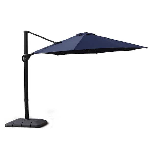 Sudzendf 11 ft. Aluminium Deluxe Patio Umbrella with Weight Base in Navy Blue