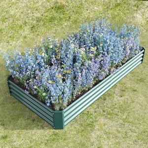 7.6 x 3.7 x 1 ft Green Galvanized Steel Rectangular Outdoor Raised Beds Garden Planter Box for Vegetables, Flower, Herb