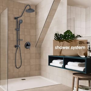 5-Spray Wall Slid Bar Round Rain Shower Faucet with Handheld in Oil Rubbed Bronze (Valve Included)