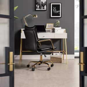 Patrizia Contemporary Task Chair Office Swivel Ergonomic Upholstered Chair with Tufted Back-Black