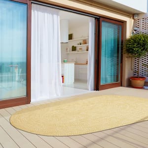 Braided Cream-White 8 ft. x 10 ft. Reversible Transitional Polypropylene Indoor/Outdoor Area Rug