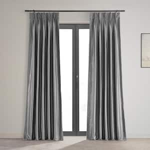 Storm Grey Textured Rod Pocket Blackout Curtain - 25 in. W x 108 in. L (1 Panel)