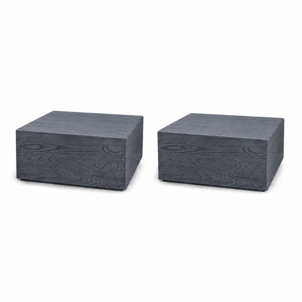 28 in. Magnesium Oxide Square Outdoor Coffee Tables (Set of 2)