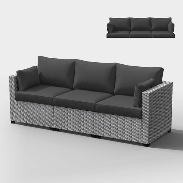 25.6 in. x 23.6 in. x 4 in. (8-Piece) Deep Seating Outdoor Lounge Chair Sofa Cushion with Lumber Pillow Cushion Grey