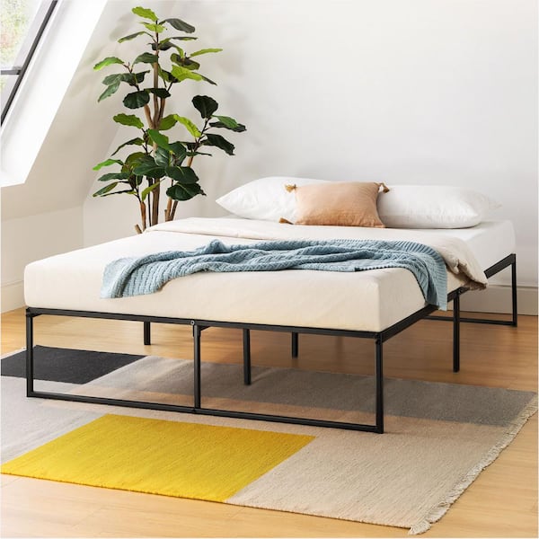 best price mattress Myla Black Metal Frame King Platform Bed with Steel Slats