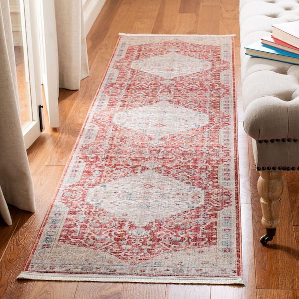 Kenitra 2 ft. x 10 ft. Red/Beige Medallion Runner Rug