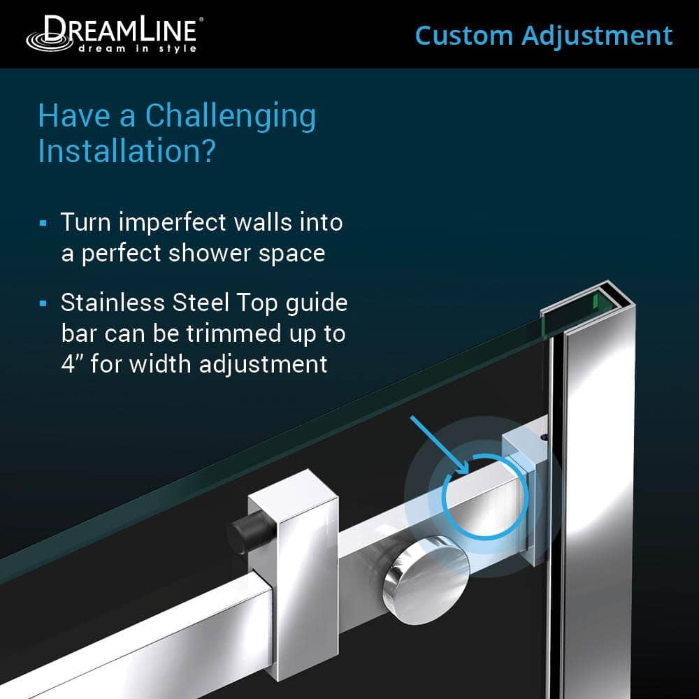 Polished Stainless Steel Frameless Sliding Shower Door with Clear Glass