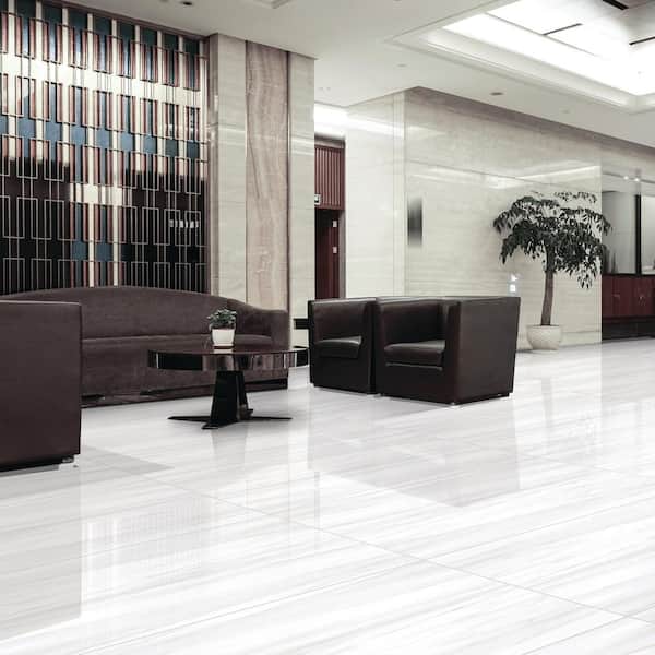 Ader Pamplona 4 in. x 4 in. Polished Porcelain Marble Look Floor and Wall Tile Sample