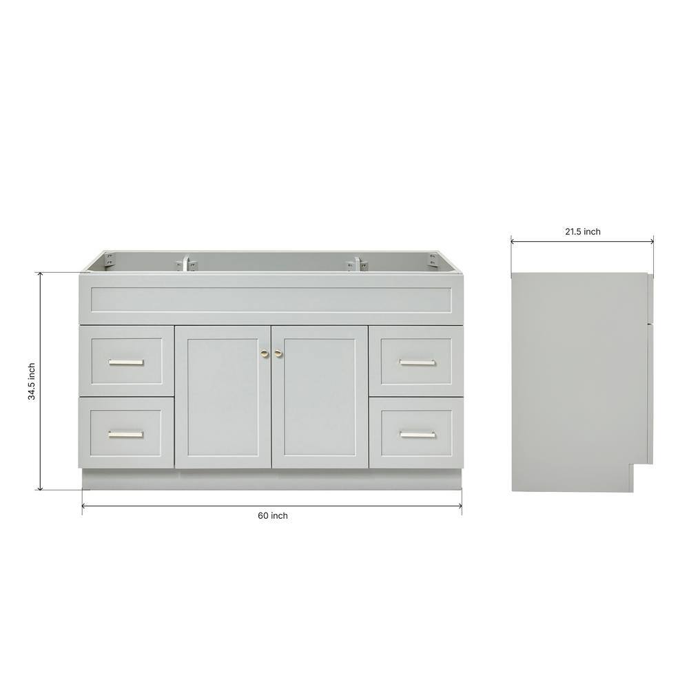 Hamlet 60" Gray Single Freestanding Vanity Cabinet with Nickel Hardware