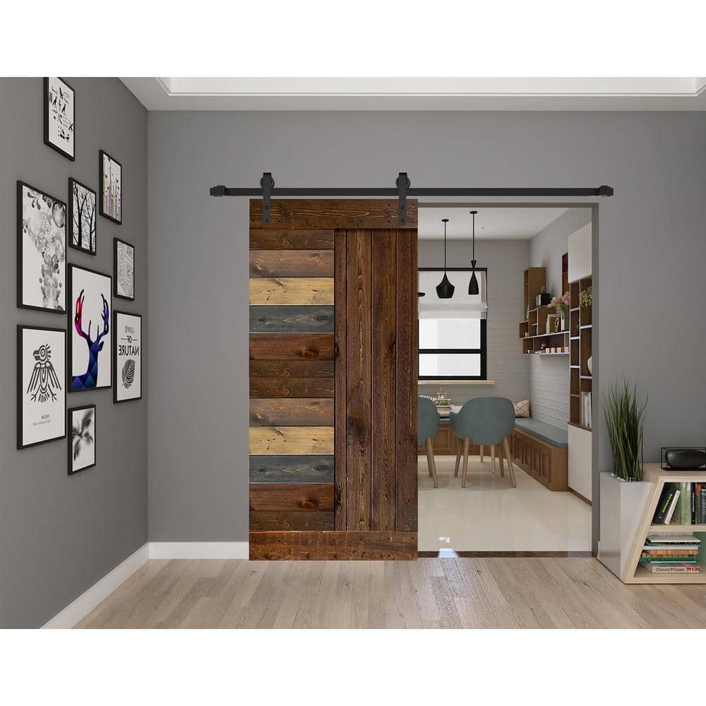 Gray Solid Wood Multipanel Modern Barn Door Slab
