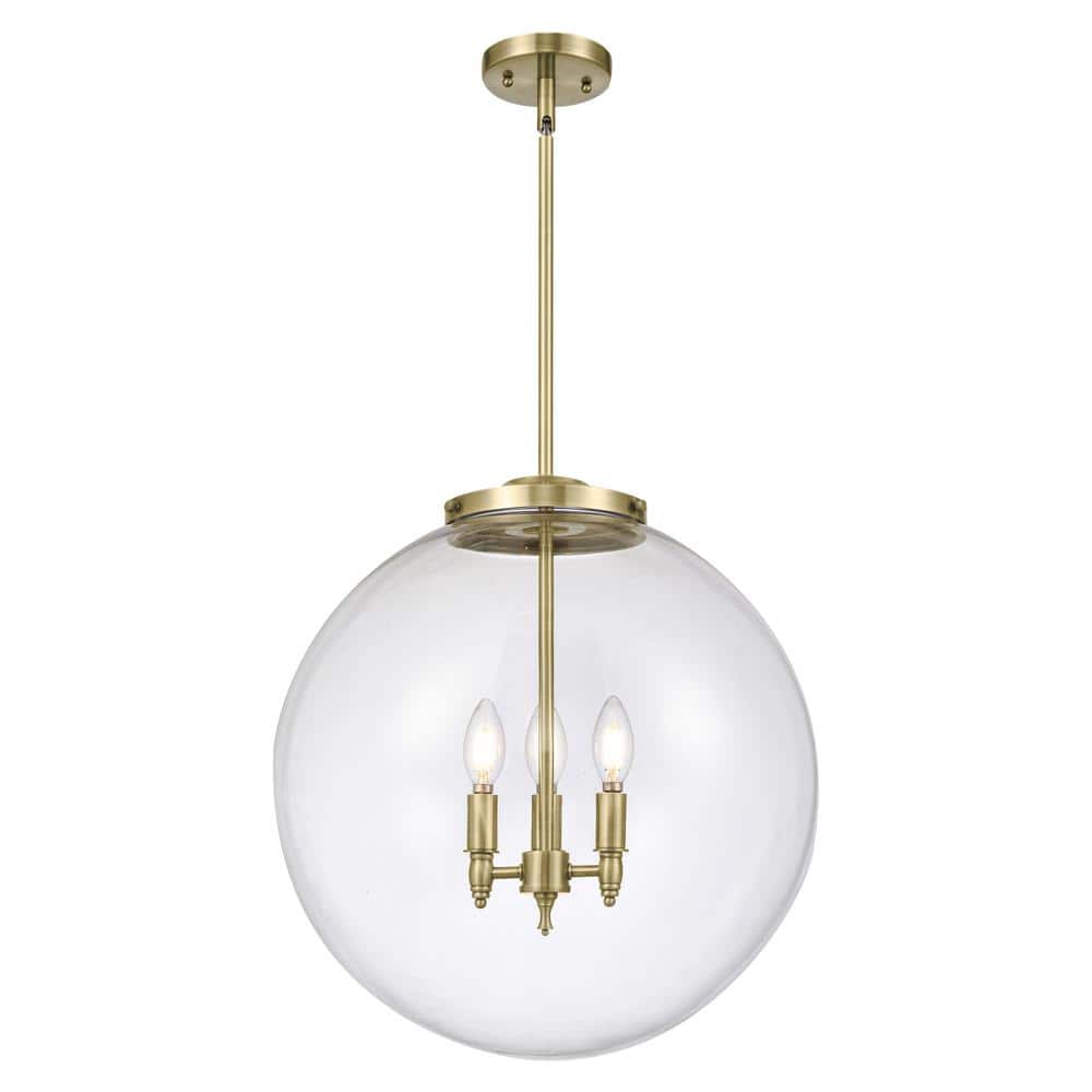 Beacon 60-Watt 3-Light Antique Brass Shaded Mini Pendant Light with Clear Glass Shade price history on PriceWatchPro
