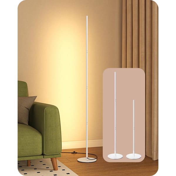 57.5 in. White LED Dimmable Column Standing Floor Lamp for Living Room