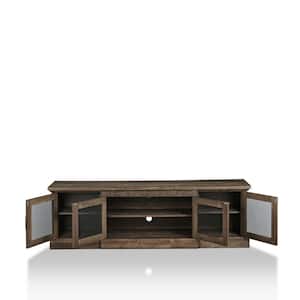 Ziv 69 in. Reclaimed Oak Particle Board TV Stand Fits TVs Up to 78 in. with Storage Doors