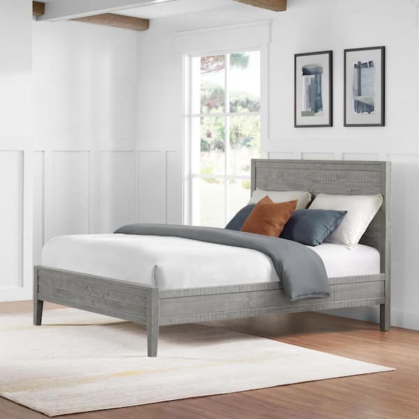 Alaterre Furniture Arden Panel Driftwood Gray Wood Frame Queen Platform Bed