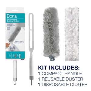 High-Performance Compact Dusting Kit, with 17 in Handle, Reusable and Disposable Dusters