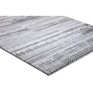 Positano Collection Pienza Gray 2 ft. x 7 ft. Distressed Runner Rug