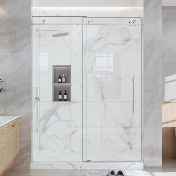 EASYWORC 49-54 in. W x 76 in. H Sliding Frameless Shower Door in