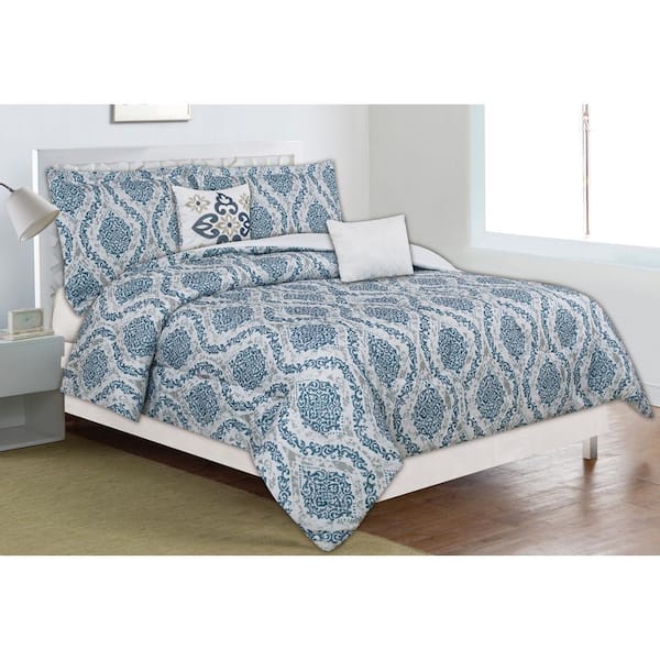 Home Dynamix Classic Trends Blue-Gray 5-Piece King Comforter Set