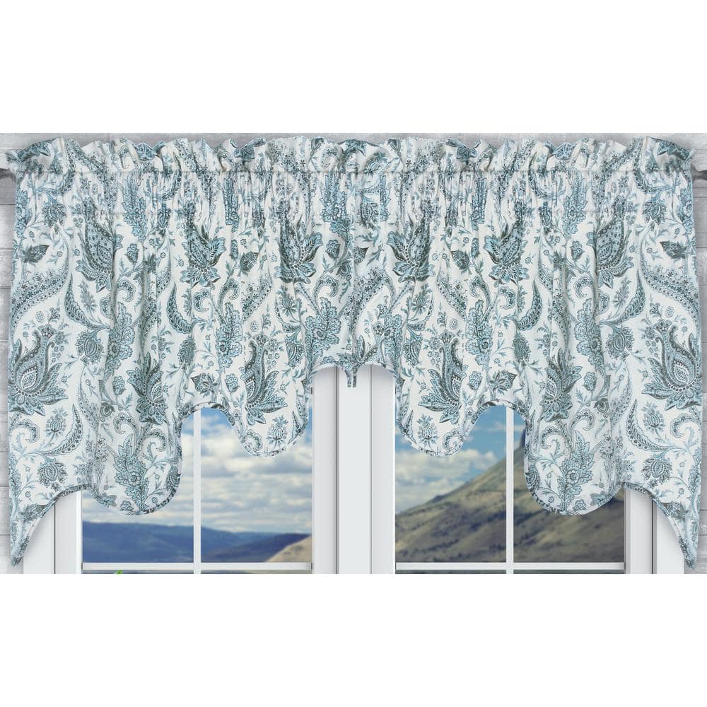 Ellis Curtain Artissimo 30 in. L Cotton Lined Duchess Valance in Mist ...