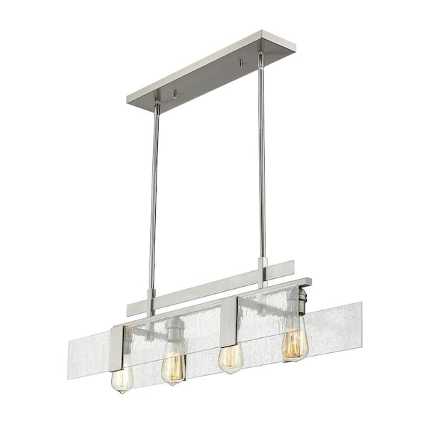 Unbranded Gantt 4-Light Brushed Nickel Shaded Chandelier Light with Seedy Glass Shade with No Bulbs Included