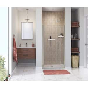 Manhattan 39 in. to 41 in. W in. x 68 in. H Pivot Shower Door with Clear Glass in Brushed Nickel