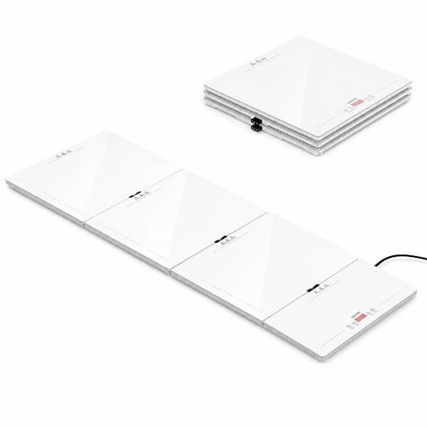 White Tempered Glass Electric Food Warming Tray with Independent Temp and Timer Control, Modular 3-in-1