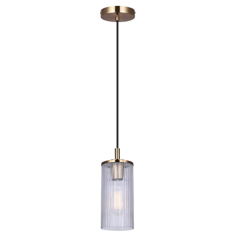 Gold and White Glass LED Rod Pendant Light