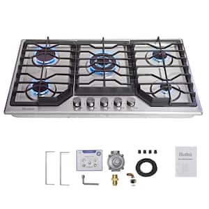34 in. 5-Burners Gas Cooktop in Stainless Steel with Propane Gas/Natural Gas Convertible