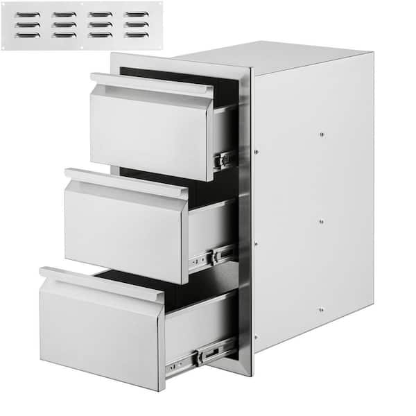 SKYSHALO Outdoor Kitchen Drawers 25.4in ., Box Frame Style Flush Mount BBQ Drawers with Steel Handle, Access Drawer