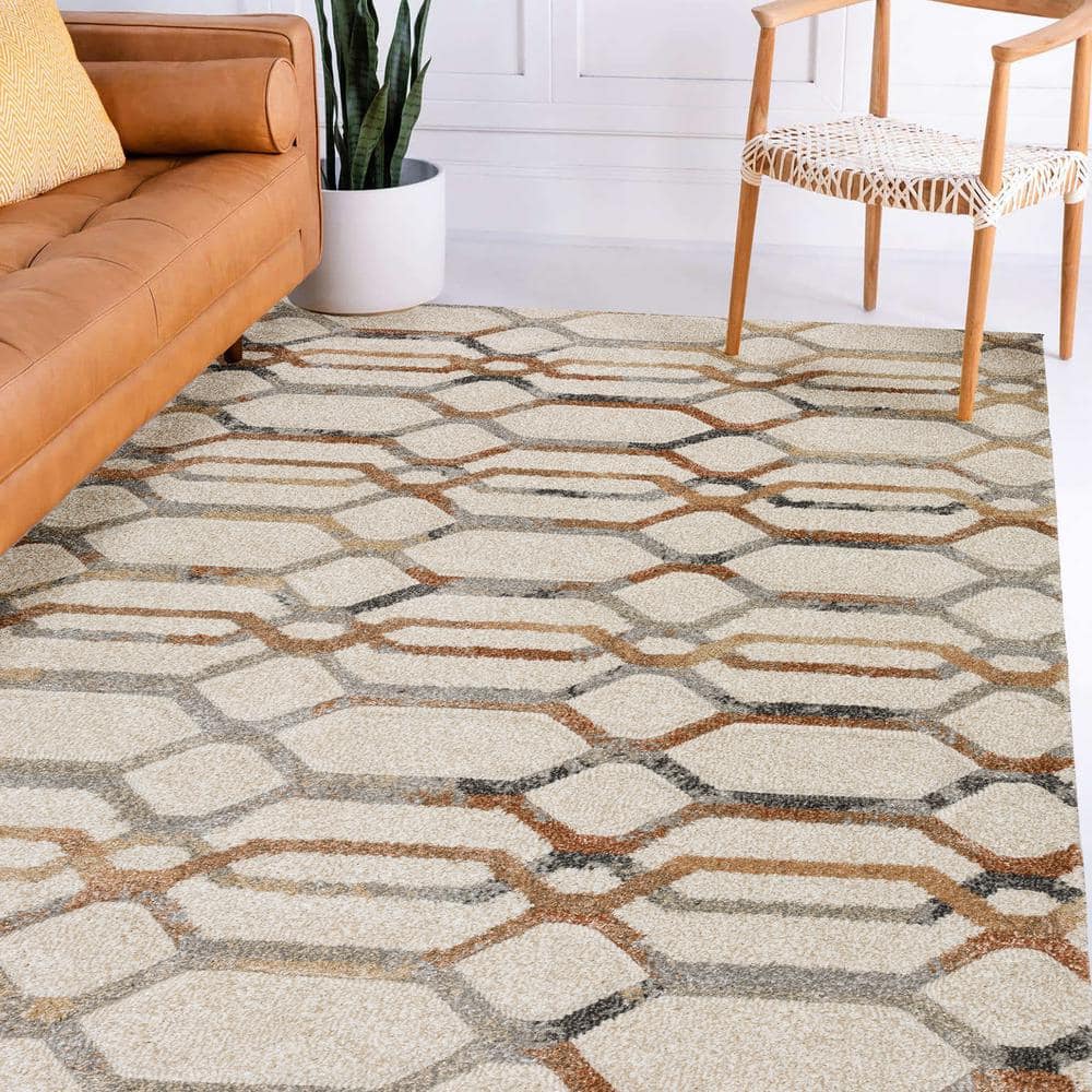 Linen Geometric 8' x 10' Reversible Rectangular Area Rug