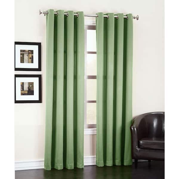 Sun Zero Sage Green Solid Grommet Room Darkening Curtain - 54 in. W x 63 in. L