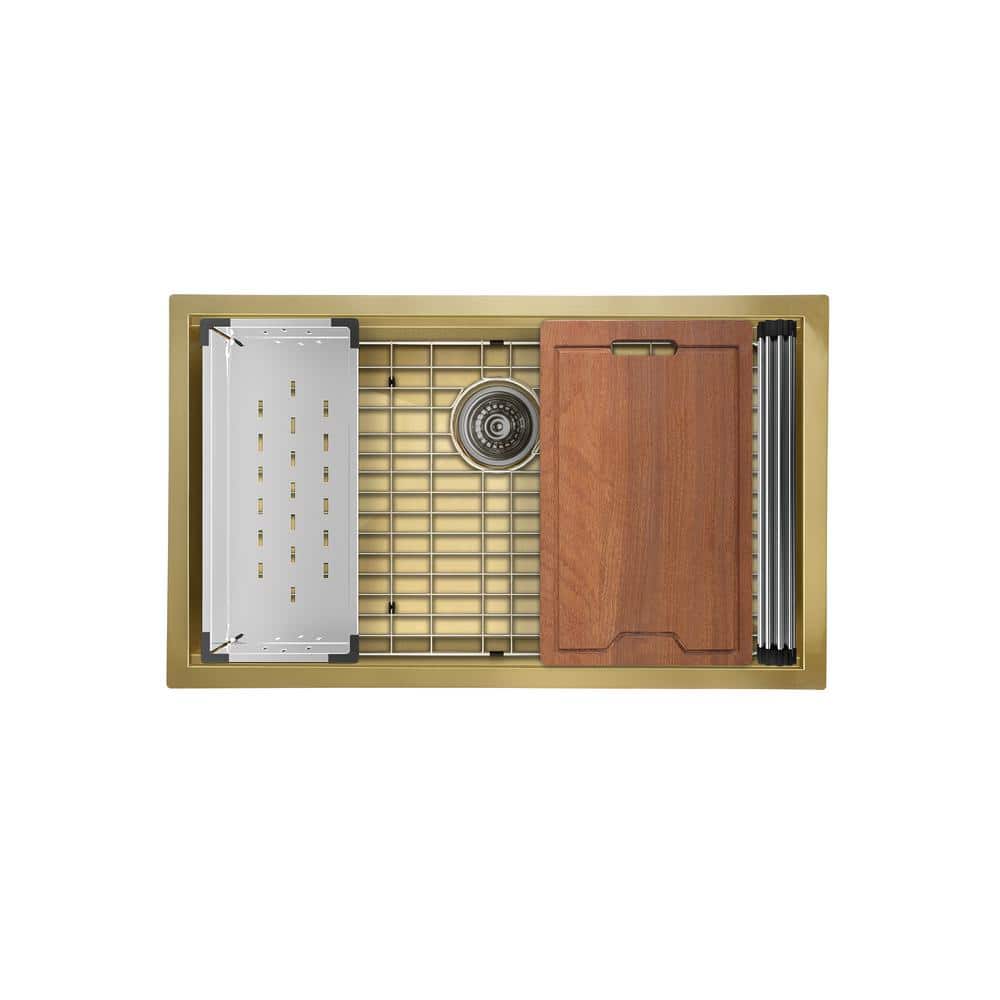 Tourner 32" Gold Stainless Steel Single Basin Farmhouse Sink