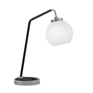 Delgado 16.5 in. Graphite and Matte Black Piano Desk Lamp with White Marble Glass