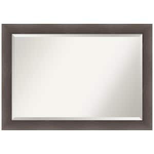 Hardwood Chocolate 28.75 in. x 40.75 in. Rustic Rectangle Framed Bathroom Vanity Wall Mirror