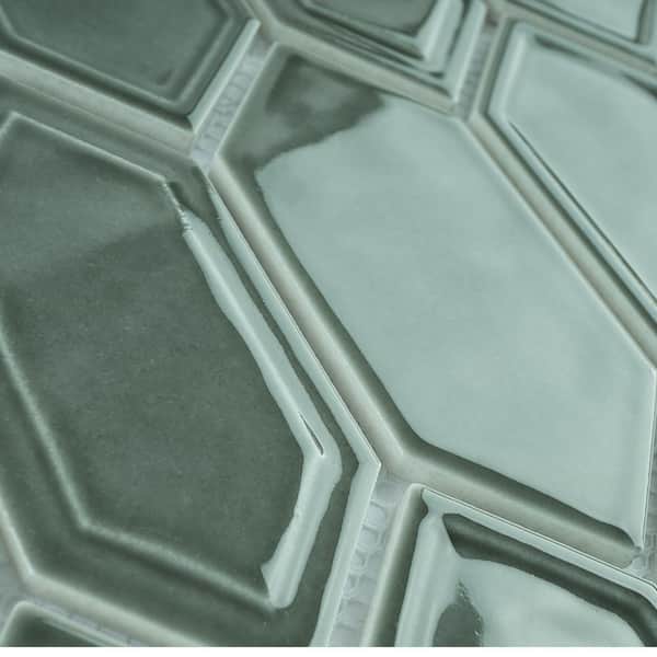 MOLOVO Classic Green 13.31 in. x 10.24 in. Hexagon Glossy