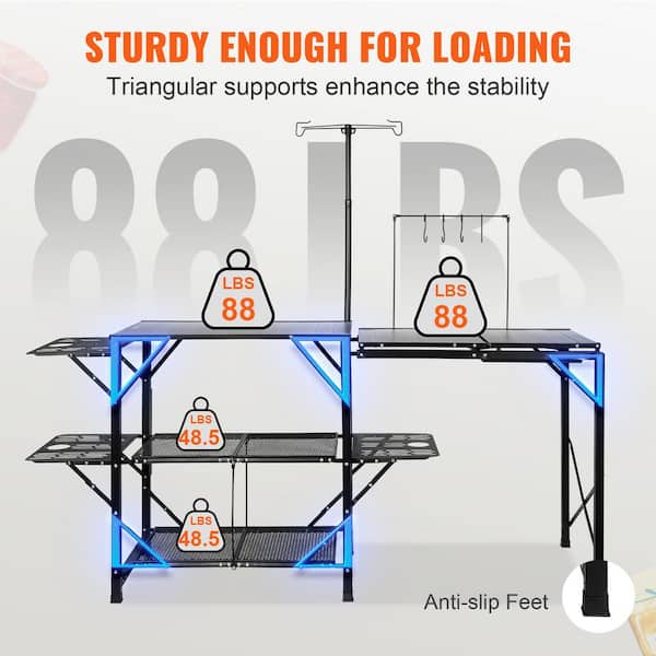  CAULO 40L Outdoor Mobile Kitchen Car Multifunctional Kitchen  Box Camping Picnic Stove Folding Table Portable Wheel,Storage Box Folding Stove  Table : Sports & Outdoors
