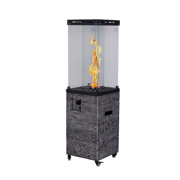 CASAINC 41000 BTU Terrafab Base Antique Black Patio Heater with Glass Top Liquid Propane