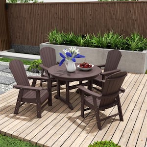 Altura Outdoor Patio Weather Resistant Dark Brown 5-Piece HDPE Plastic Round Table Dining Set