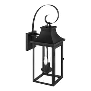 Flaxton 24 in. Black Outdoor Barn Wall Lamp with Clear Glass Shade