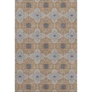 Mayfield Premium Machine Washable Abstract AMF2410 Copper 3 ft. x 5 ft. Area Rug