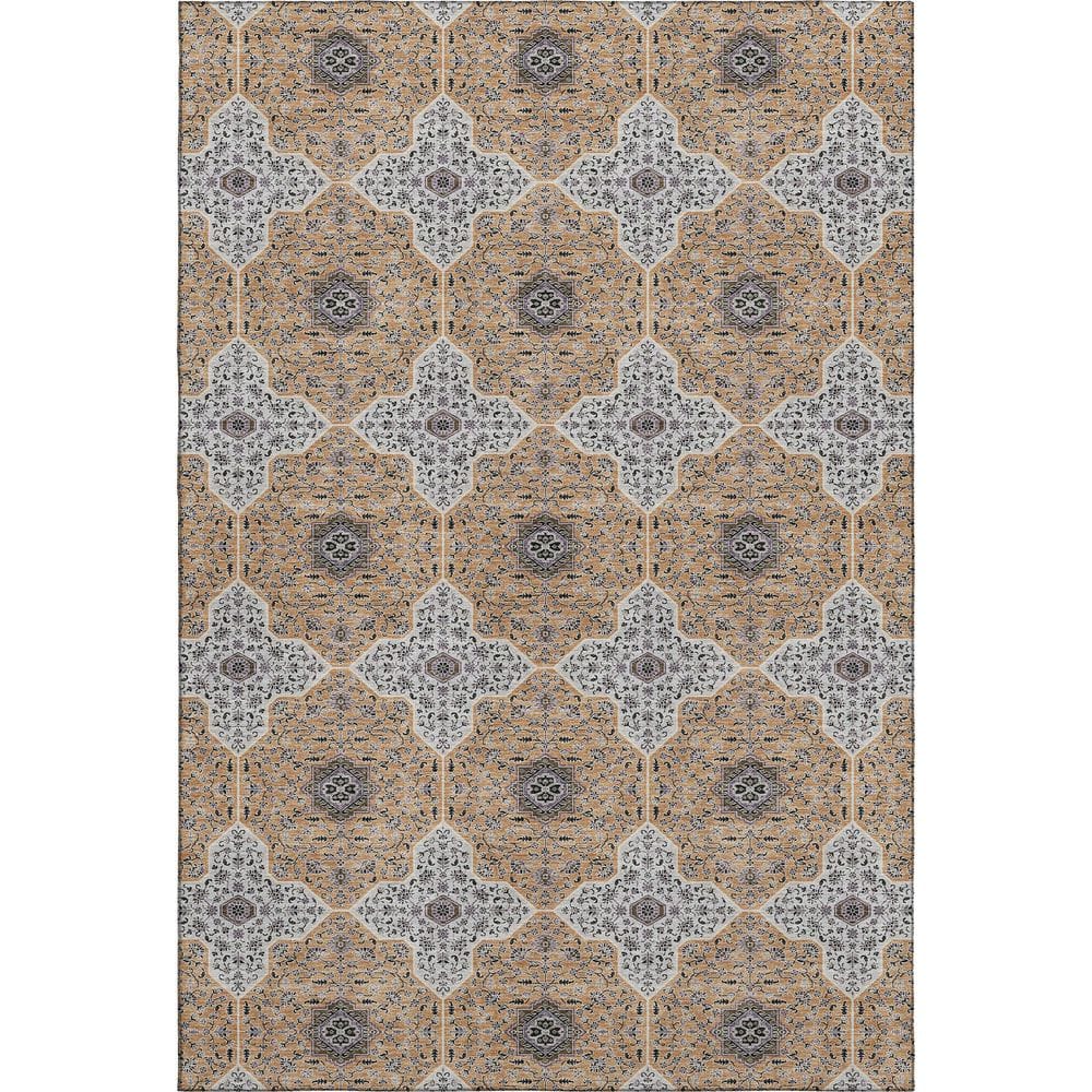 Mayfield Premium Machine Washable Abstract AMF2410 Copper 8 ft. x 10 ft. Area Rug price history on PriceWatchPro