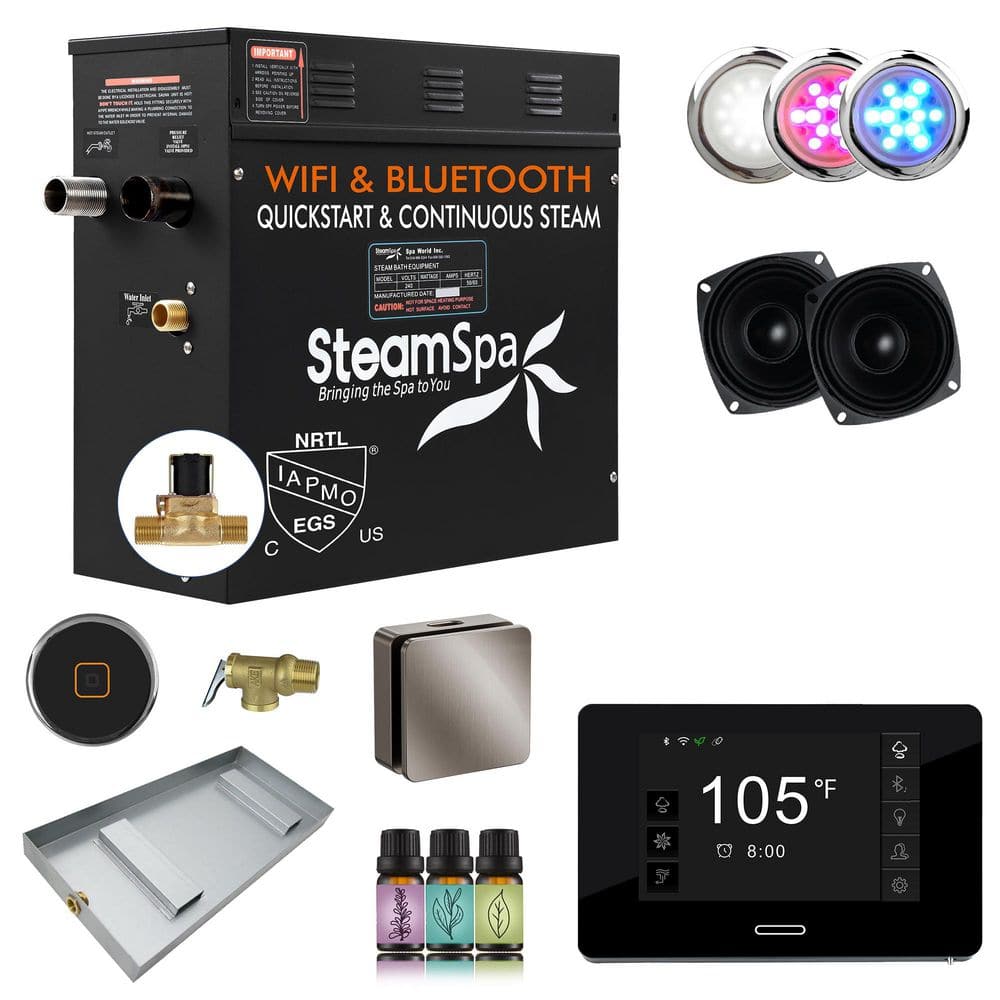 Black Series 9000-Watt Steam Generator with Advanced Touch Screen, BLUETOOTH WIFI, andAuto Drain in Brushed Nickel price history on PriceWatchPro