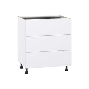 Fairhope Glacier White Slab Assembled Base Kitchen Cabinet with 3-Drawers (30 in. W x 34.5 in. H x 24 in. D)